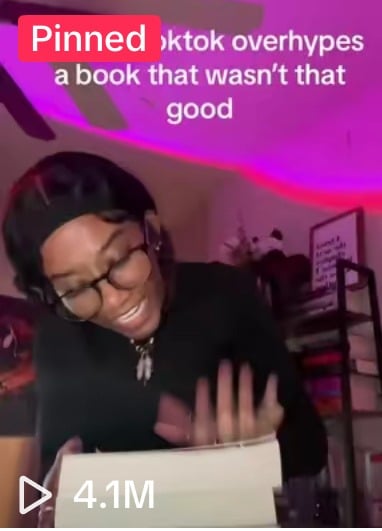 TikTok video about a book that wasn't that good